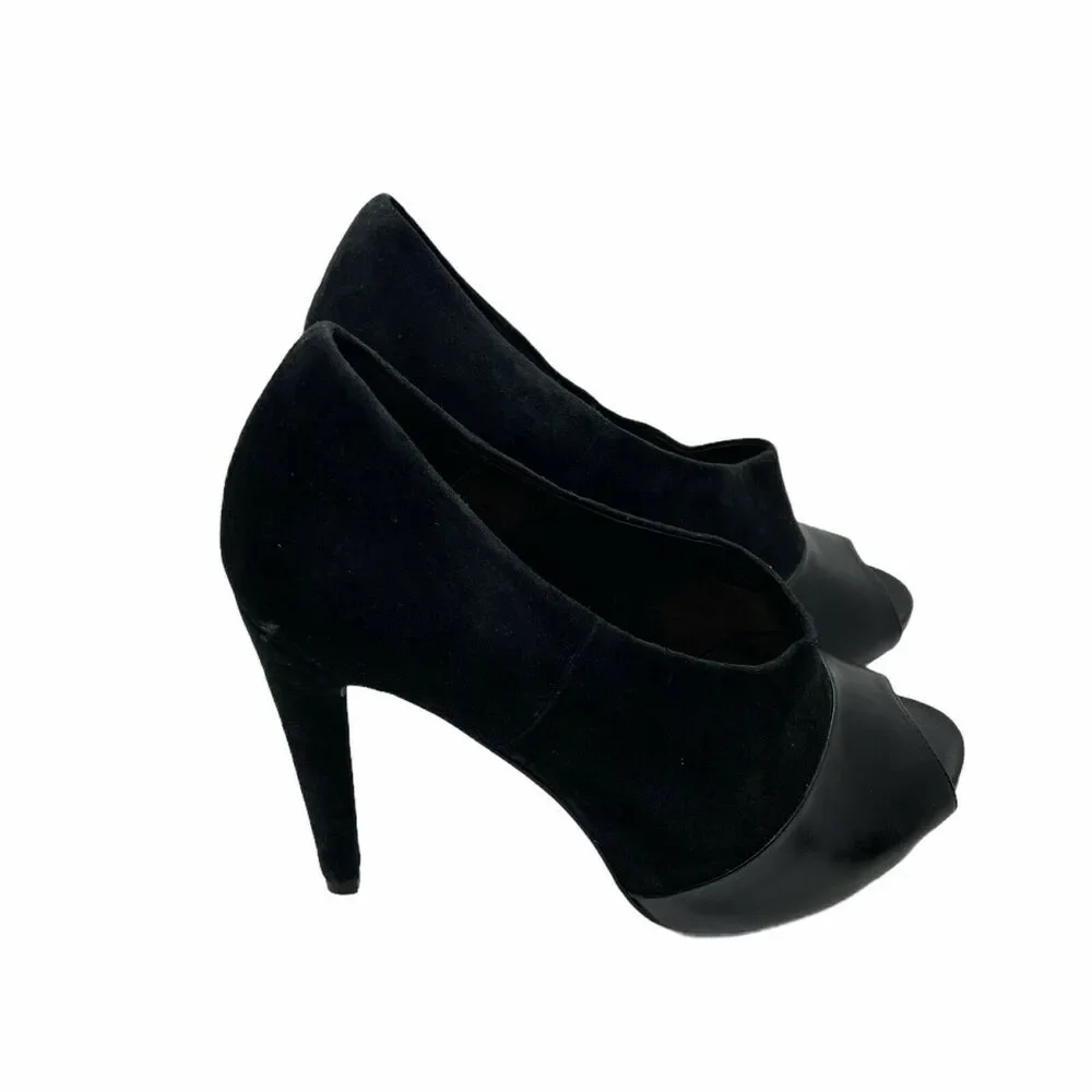 Audrey Brooke Pump Stiletto Heels Women's Black Peep Toe Slip On Size 7.5 M